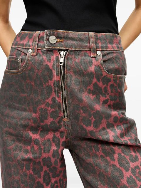 GANNI leopard-print jeans - Red