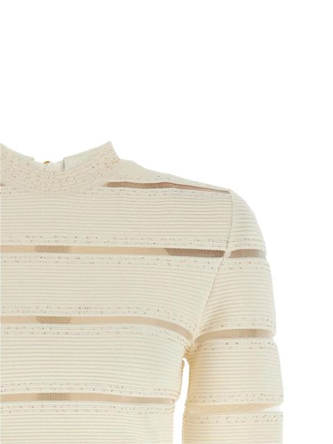 Balmain mesh sequin-embellished bodycon mini dress - Neutrals