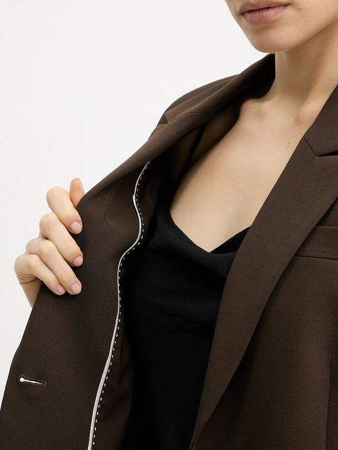 Guess marynarka THEOLINE kolor brązowy jednorzędowa gładka W5YN46 WGHC2