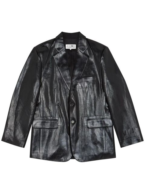 MM6 Maison Margiela coated single-breasted blazer - Black - zdjęcie produktu nr 1