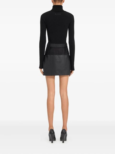 MM6 Maison Margiela leather panelled mini straight skirt - Black