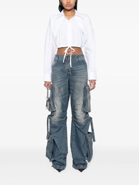 Alexander Wang layered-effect cropped cotton shirt - White