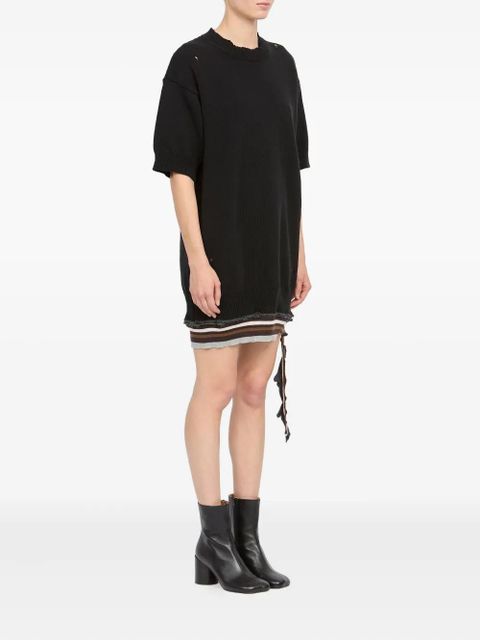 MM6 Maison Margiela distressed knitted mini dress - Black