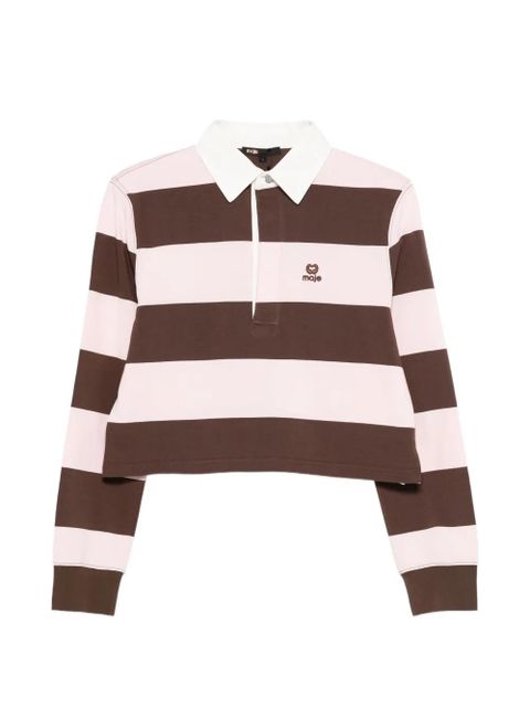 Maje striped cropped polo top - Brown - zdjęcie produktu nr 1