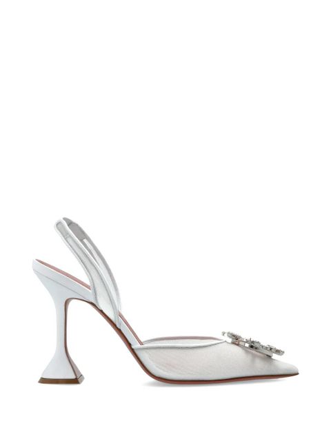 Amina Muaddi Begum mesh embellishment pumps - White - zdjęcie produktu nr 1