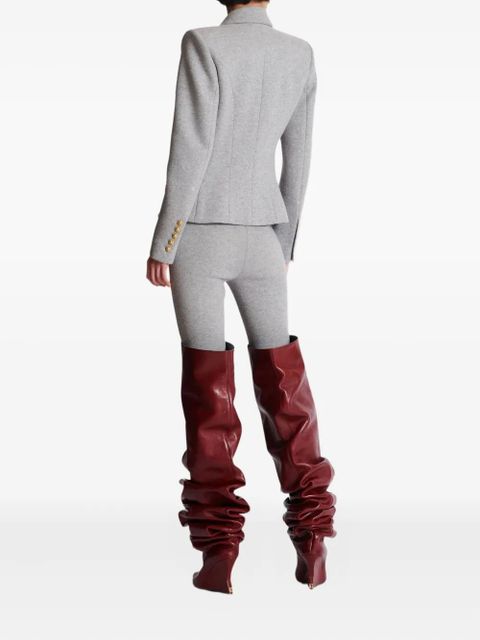 Balmain six-button padded-shoulder jacket - Grey