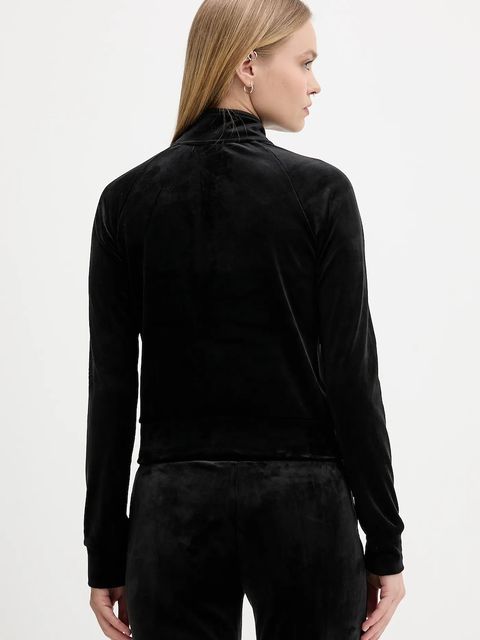 Juicy Couture bluza welurowa damska kolor czarny z aplikacją JCWCT225308