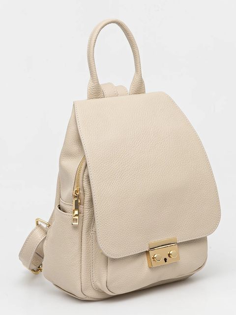 Answear.LAB plecak skórzany damski kolor beżowy mały gładki