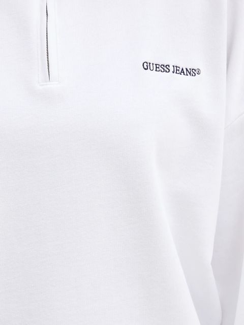 Guess Jeans bluza bawełniana damska kolor biały gładka W5YQ09 K68I4