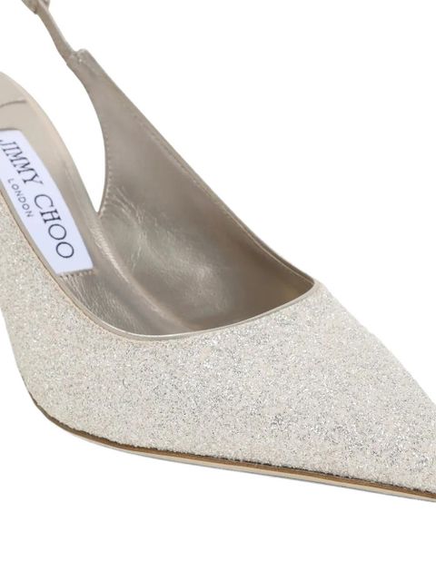 Jimmy Choo Love metallic leather heeled pumps - Silver