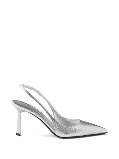 Prada printed leather slingback pumps - Silver - zdjęcie produktu nr 1