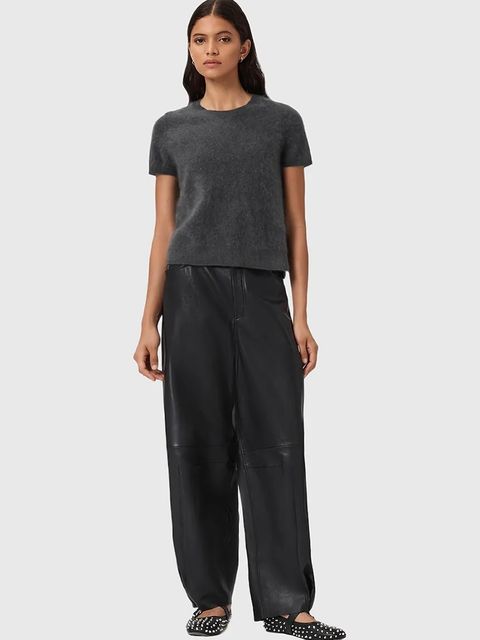 AllSaints t-shirt kaszmirowy REBEL TEE kolor szary W118KB - zdjęcie produktu nr 2