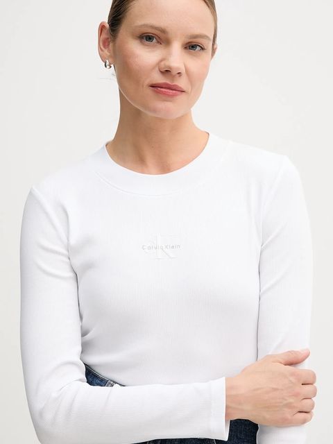 Calvin Klein Jeans longsleeve kolor biały LV047A803G