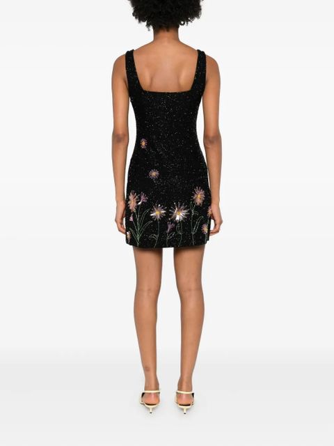 STAUD sequin-embellished floral mini dress - Black