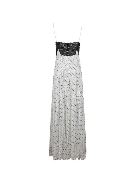Self-Portrait lace-trimmed polka-dot dress - White