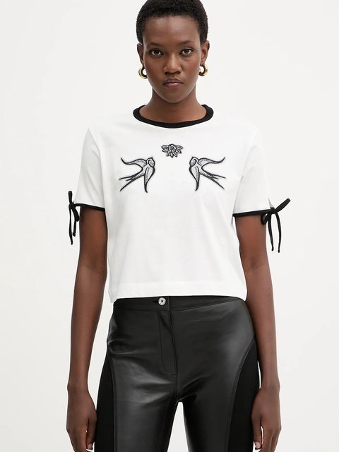 Pinko t-shirt bawełniany damski kolor biały 105558 A2SF