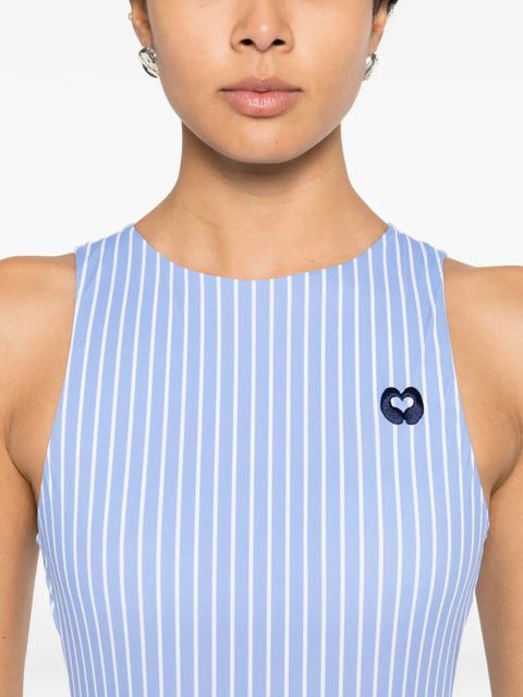 Maje striped-pattern logo-embroidered bodysuit - Blue