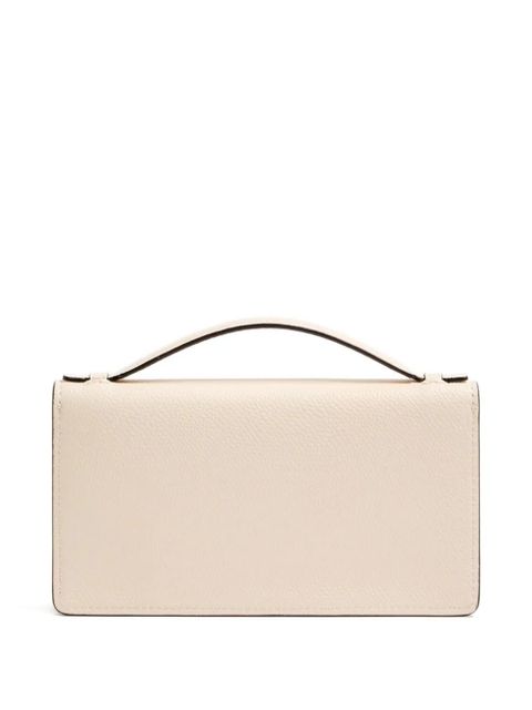 Valentino Garavani VLogo Signature grainy calfskin wallet with chain - Neutrals