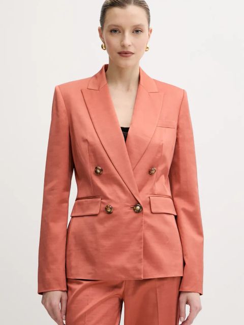 Pinko marynarka kolor pomarańczowy dwurzędowa gładka 104677 A2DF