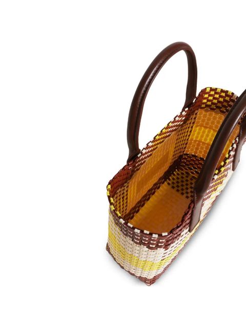 Marni woven top-handle tote bag - Brown