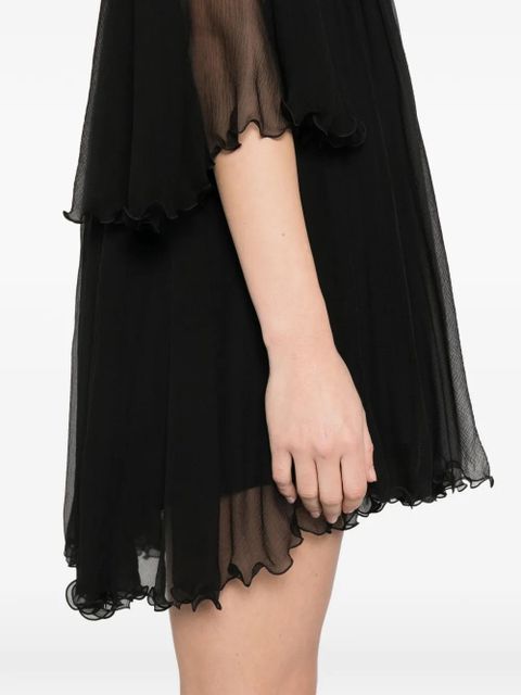 Chloé tie-detail ruffled mini dress - Black