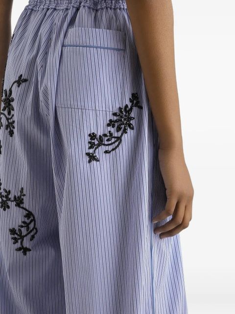 Dolce & Gabbana striped poplin trousers with flowers embroidery - Blue