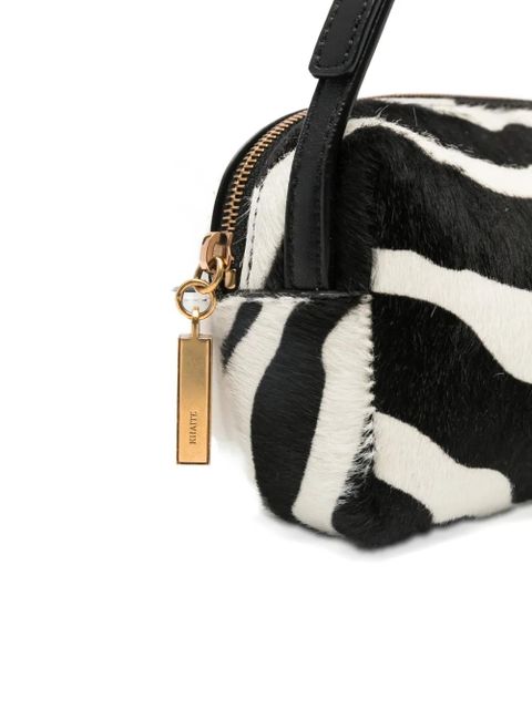 KHAITE Kye zebra-pattern panelled shoulder bag - Black