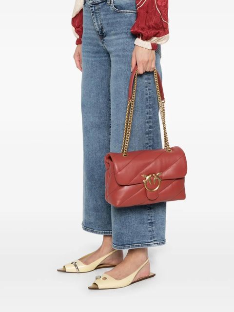 PINKO Classic Love leather crossbody bag - Red - zdjęcie produktu nr 2