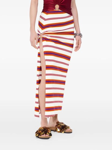 Rabanne striped draped skirt - White
