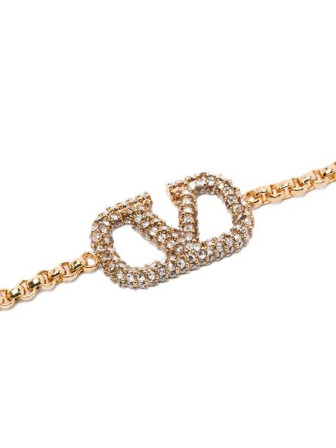 Valentino Garavani stone logo-plaque bracelet - Gold