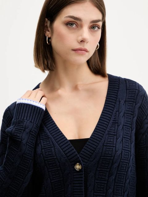 Tommy Jeans kardigan bawełniany damski kolor granatowy lekki DW0DW21681