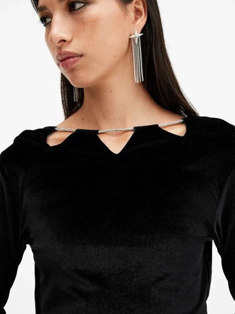 AllSaints sukienka REGINA kolor czarny mini dopasowana W172DB