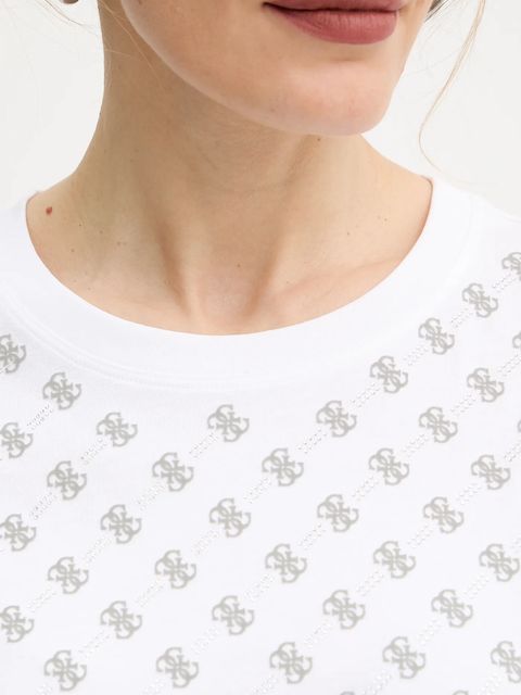 Guess t-shirt bawełniany damski kolor biały W5BI21 I3Z14 - zdjęcie produktu nr 2