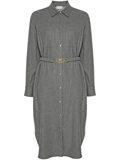 Moncler logo-patch shirt dress - Grey - zdjęcie produktu nr 1
