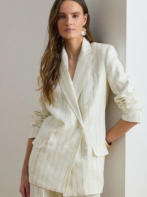 Lauren Ralph Lauren marynarka dwurzędowa damska lniana - zdjęcie produktu nr 1