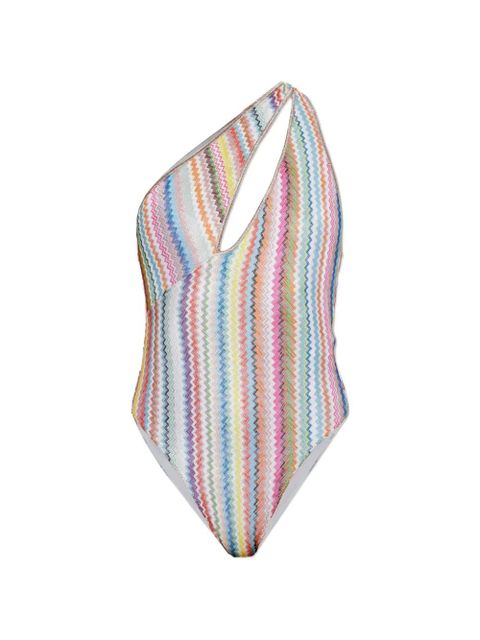 Missoni zigzag-knit one-shoulder swimsuit - Blue - zdjęcie produktu nr 1