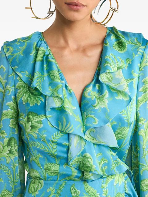 ETRO ruffled floral-print wrap dress - Blue