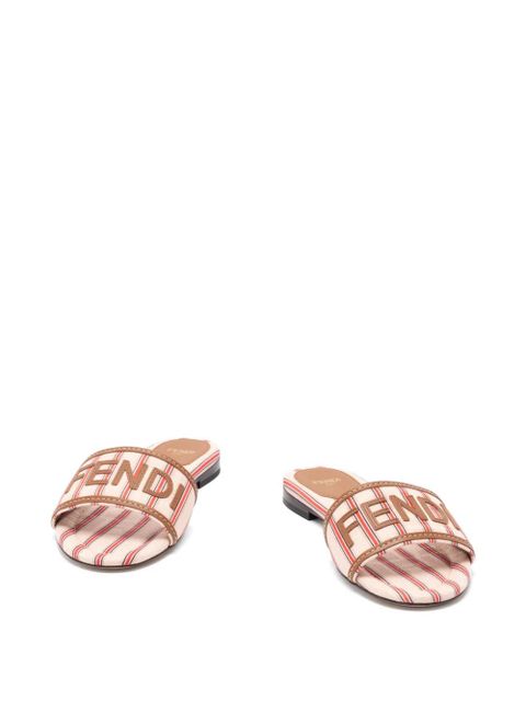 FENDI Sunshine striped logo-patch flat sandals - Multicolour - zdjęcie produktu nr 2