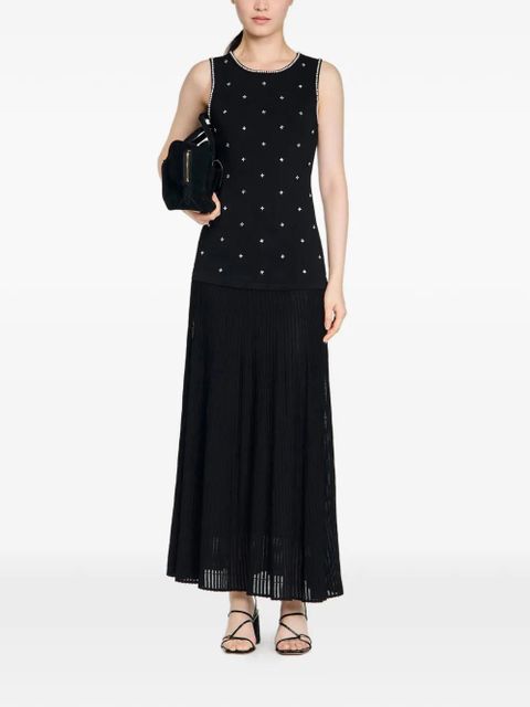 SANDRO maxi floral-embellishment knitted dress - Black - zdjęcie produktu nr 2
