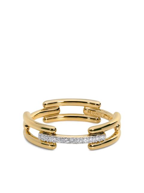 Monica Vinader 18K gold vermeil and silver Link diamond ring - zdjęcie produktu nr 1