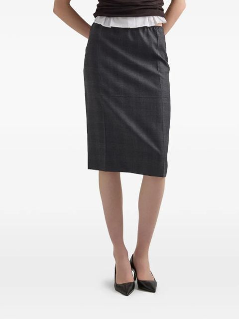 Prada checked wool midi-skirt - Grey