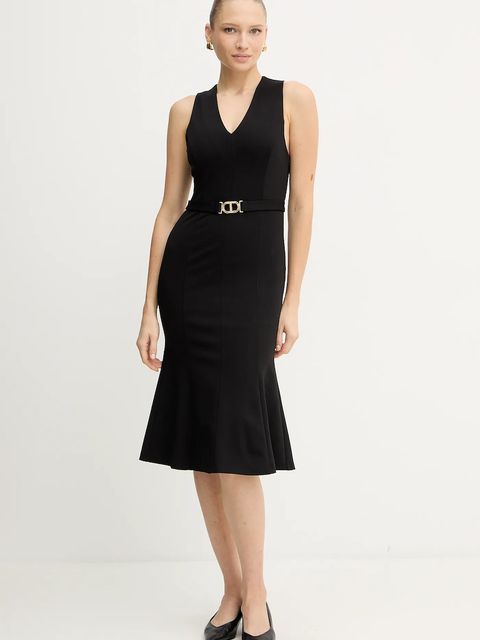 Twinset sukienka kolor czarny midi prosta 252TP2606 - zdjęcie produktu nr 2