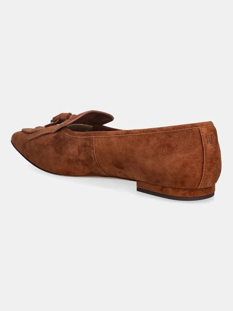 Lauren Ralph Lauren mokasyny zamszowe Londyn Klt damskie kolor brązowy na płaskim obcasie 802P04175002 - zdjęcie produktu nr 2