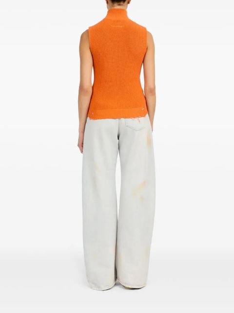 MM6 Maison Margiela ribbed-knit cardigan - Orange