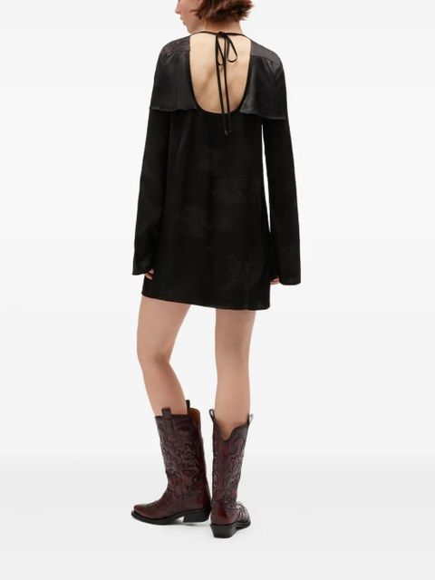 GANNI floral-print ruffled mini dress - Black