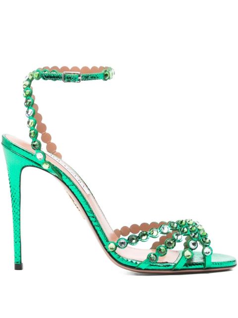 Aquazzura 120mm Tequila crystal-embellished stiletto sandals - Green - zdjęcie produktu nr 1