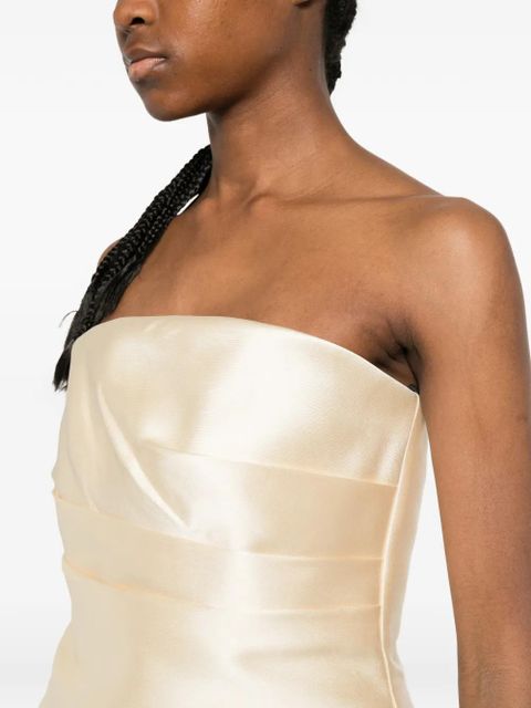 Solace London Claudette strapless pleated-skirt dress - Neutrals