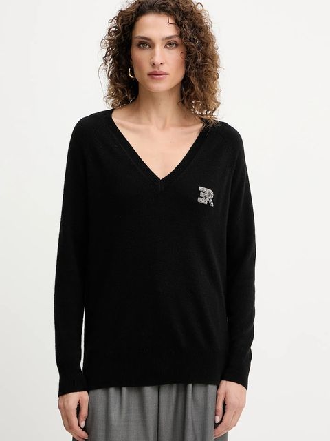 ERMANNO Firenze sweter wełniany damski kolor czarny lekki 57TM055E52 - zdjęcie produktu nr 1