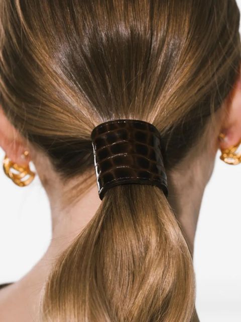 Jennifer Behr embossed leather hair clip - Brown