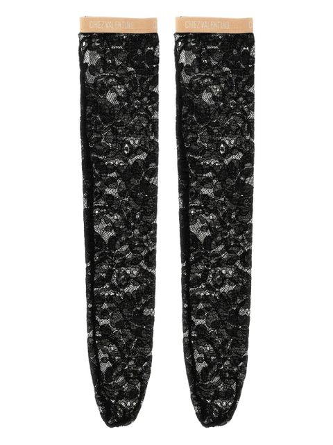 Valentino Garavani Rebordè lace logo-detail socks - Black - zdjęcie produktu nr 1